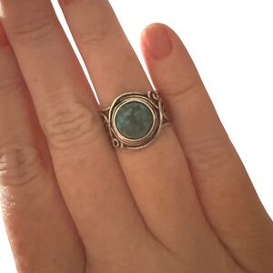 Vintage Didae 925 Israel Sterling Silver Genuine Turquoise Statement Ring